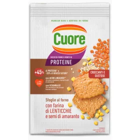   Cuore Sfoglie al forno – sült kréker vörös lencse és kukoricaliszttel, amarántmaggal, B1-vitaminnal 170g