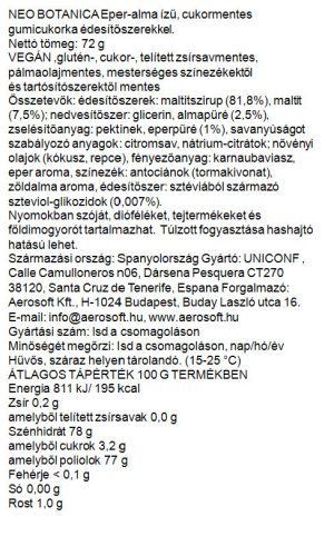 UNICONF Neo Botanica STEVIA, epres-almás zselécukor, 72g