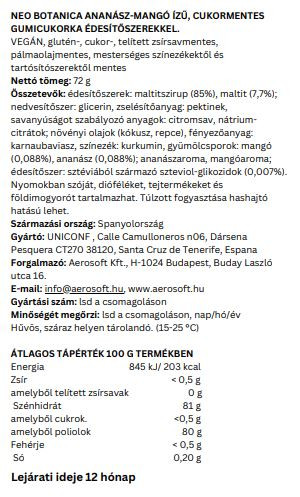 UNICONF Neo Botanica STEVIA, ananász-mangó, 72g