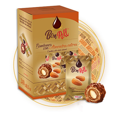 BonRoll bonbon golyó, mandula ízesítéssel, dobozban, 112g