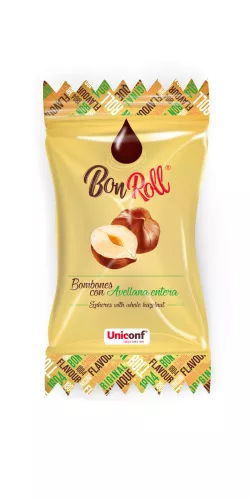 BonRoll bonbon golyó, mogyoró ízesítéssel, dobozban, 112g