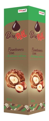BonRoll bonbon golyó, mogyoró ízesítéssel, dobozban, 42g