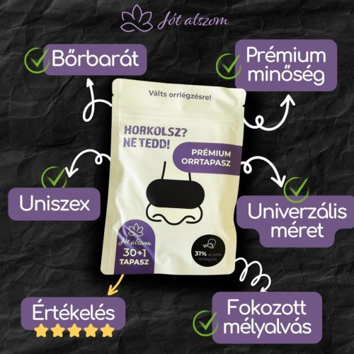 Prémium orrtapasz horkolás ellen – 30 db +ajándék szájtapasz