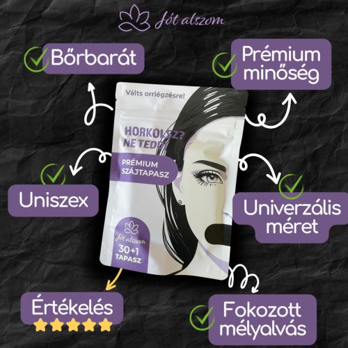 Prémium szájtapasz horkolás ellen – 30db + ajándék orrtapasz