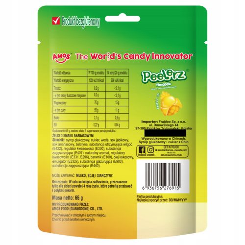 Amos PEELERZ Hámozható Ananász ízű gumicukor 65g
