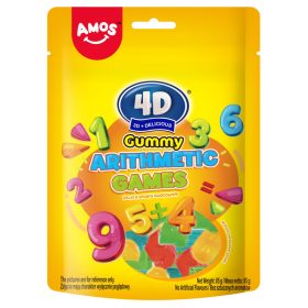   Amos 4D Fun&Play Arithmetic Games vegyes gyümölcsízű gumicukor betű formában 85g