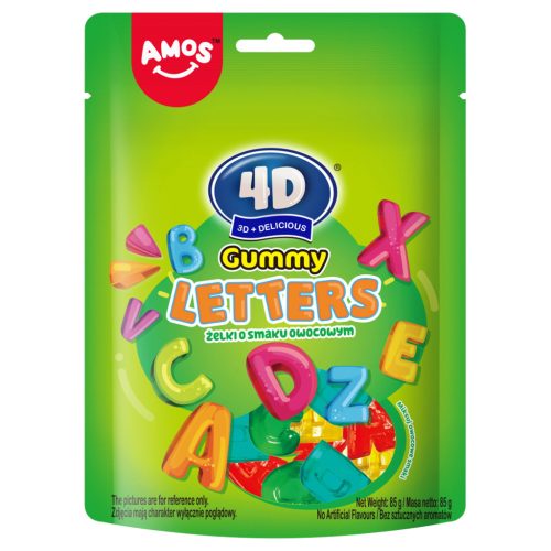 Amos 4D Fun&Play Letters vegyes gyümölcsízű gumicukor betű formában 85g