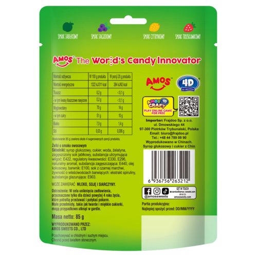 Amos 4D Fun&Play Letters vegyes gyümölcsízű gumicukor betű formában 85g