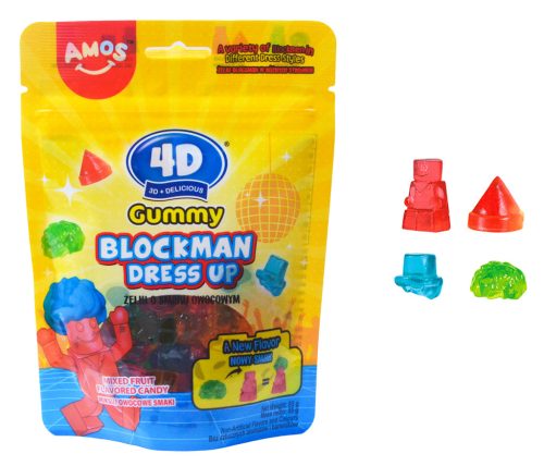 Amos 4D Öltöztethető vegyes gyümölcsízű építhető gumicukor 85g
