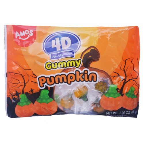 AMOS 4D Halloween Pumpkin Alma és narancsízű gumicukorka 96g