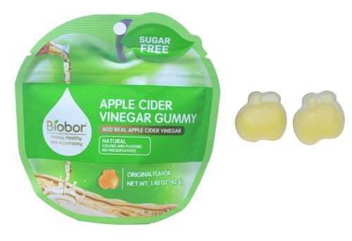 BIOBOR Apple Cider Cukormentes, almaecetes gumicukorka édesítőszerekkel 42g
