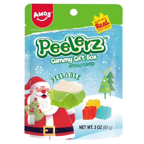 Amos PEELERZ Hámozható vegyes gyümölcsízű gumicukor karácsonyi 85g