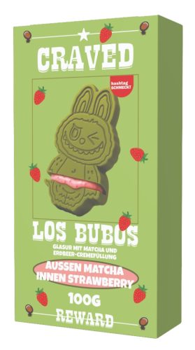 Schmeckt Los Bubos krémes matcha csokoládé, eper töltelékkel, 100 gramm