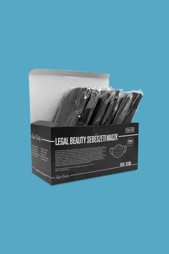 LEGAL BEAUTY Type IIR 3 rétegű sebészeti arcmaszk - Fekete - 50 db/doboz