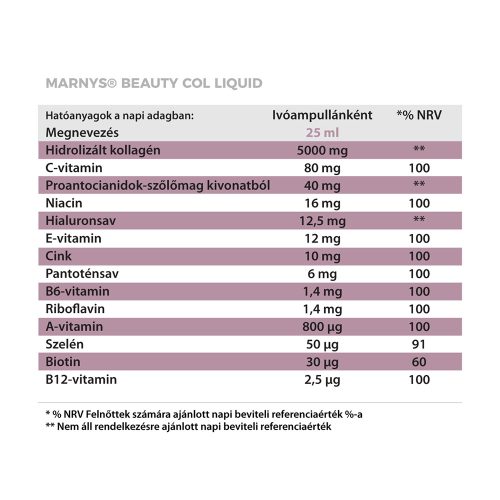 MARNYS BEAUTY COL LIQUID FOLYÉKONY KOLLAGÉN MULTIVITAMIN