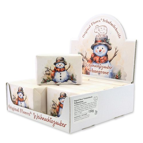 FLOREX Bio-Juhtejes karácsonyi natúr szappan Hóember - 150g - Karácsonyi rózsa illattal